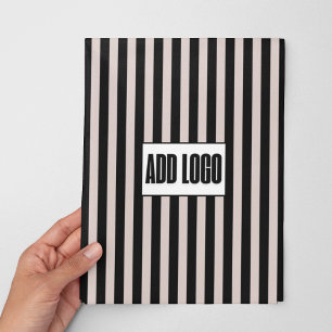 Modern Minimal Beige Black Stripes Business Logo Wrapping Paper Sheet