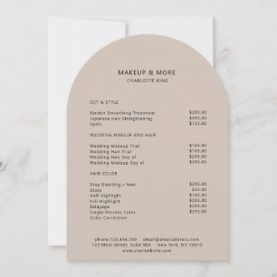 Modern Minimal Beige-Brown Salon Price List Card