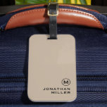 Modern Minimal Beige Monogram Luggage Tag<br><div class="desc">Modern luggage tag design features a simple beige monogram medallion with your monogram initial and name in classic black typography for a simple stylish professional look.</div>