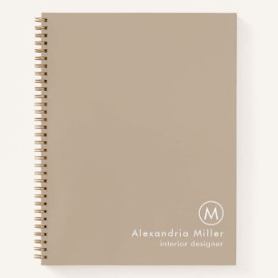 Modern Minimal Beige Monogram Notebook