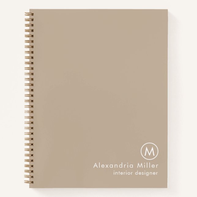 Modern Minimal Beige Monogram Notebook (Front)