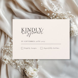 Modern, Minimal, Beige, QR Code Wedding RSVP Enclosure Card