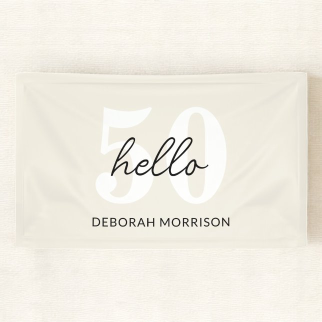 Modern Minimal Beige typography 50th birthday Banner (Creator Uploaded)