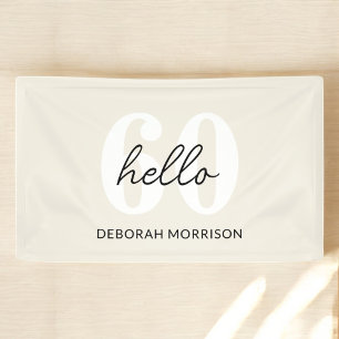 Modern Minimal Beige typography 60th birthday Banner