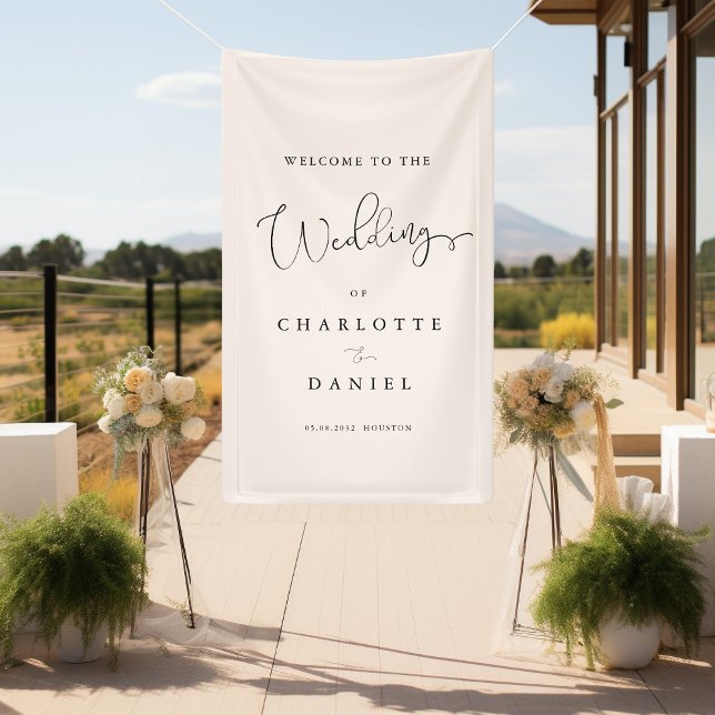 Modern, minimal, beige wedding banner (Modern, minimal, beige, wedding banner. Elegant with handwriting typography.)