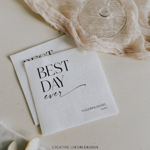 Modern Minimal Best Day Ever Wedding Napkin