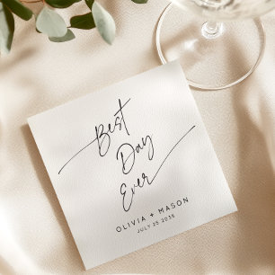 Modern Minimal Best Day Ever Whimsical Wedding  Napkin