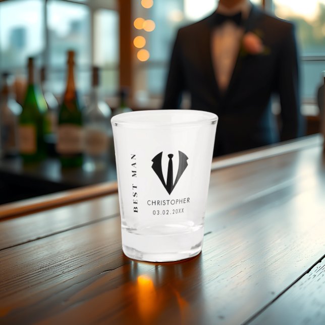 Modern Minimal Best Man Name Wedding Party Gift Shot Glass (Creator Uploaded)