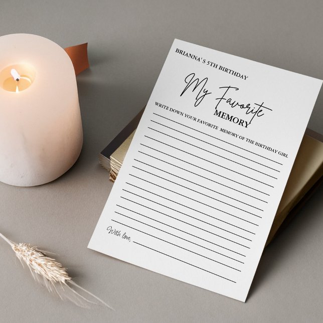 Modern Minimal Birthday Favourite memory game card (Creator Uploaded)