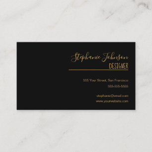 Modern Minimal Black and Gold Calligraphy Business Card