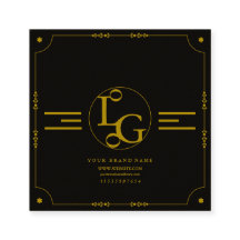Modern Minimal Black and Gold Squre Business Card
