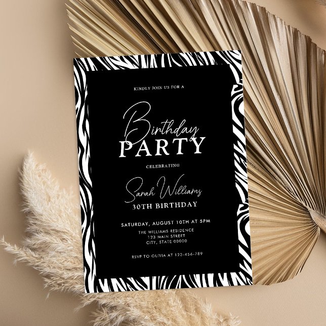 Modern Minimal Black and White 30th Birthday  Invitation (Creator Uploaded)