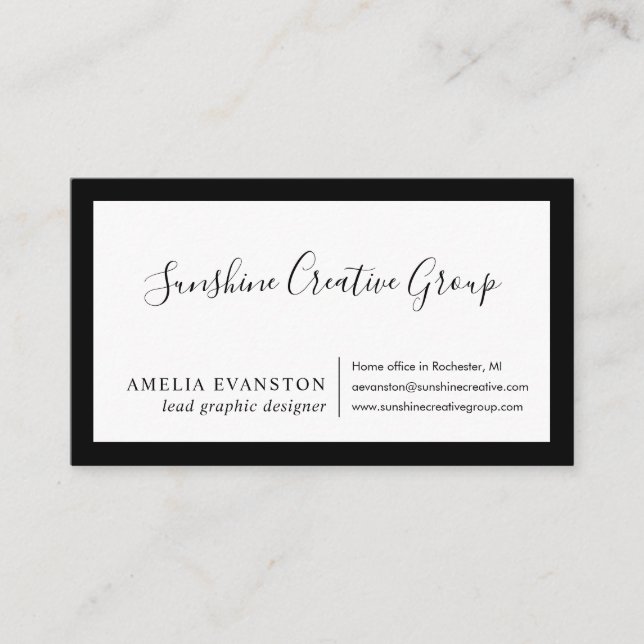 Modern Minimal Black and White Business Card (Front)