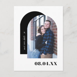 Modern Minimal Black and White Custom Photo Announcement Postcard