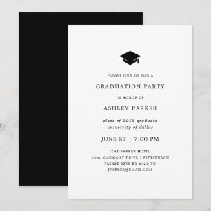Modern Minimal Black and White Graduation Party Invitation