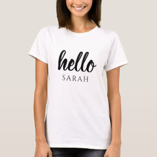 Modern Minimal Black And White Hello And You Name T-Shirt