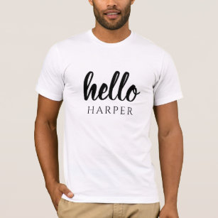 Modern Minimal Black And White Hello And You Name T-Shirt