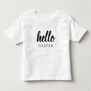 Modern Minimal Black And White Hello And You Name Toddler T-Shirt
