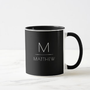 Modern Minimal Black And White Personalised Mug