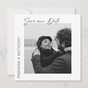 Modern Minimal Black and White Photo Save The Date