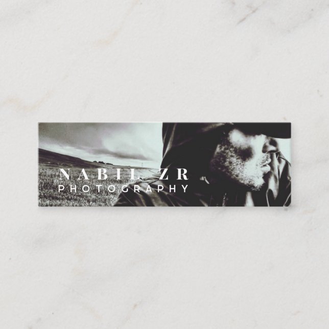 modern minimal black and white photography square mini business card (Front)