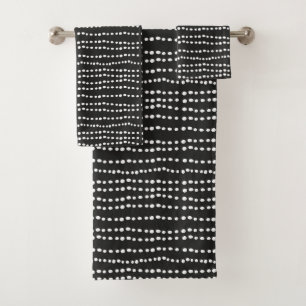Modern Minimal Black and White Polka Dot  Bath Towel Set