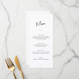 Modern Minimal Black and White Script Wedding Menu