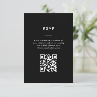 Modern Minimal Black and White Script Wedding RSVP Card