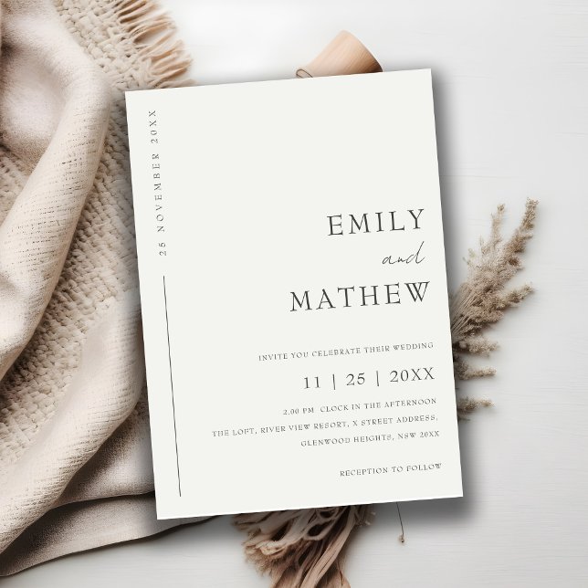 Modern Minimal Black And White Typography Wedding Invitation (Creator Uploaded)