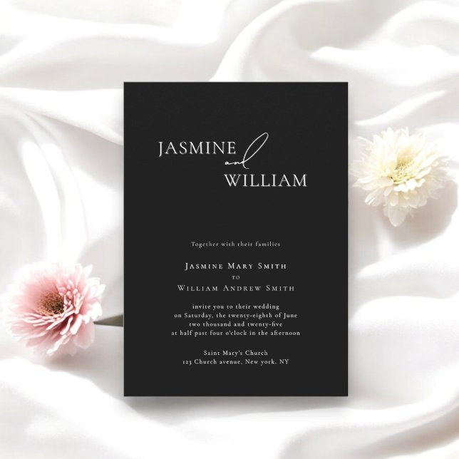 Modern Minimal Black and White Wedding  Invitation (wedding invitation designed by willows weddings , this invite comes in many text formations in store)