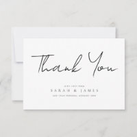Modern Minimal Black and White Wedding Thank You