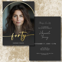 Modern Minimal Black Arch Fortieth Birthday