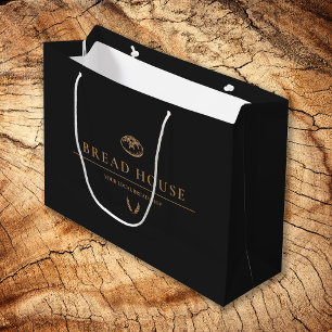 Modern Minimal Black Bakery Business Large Gift Bag