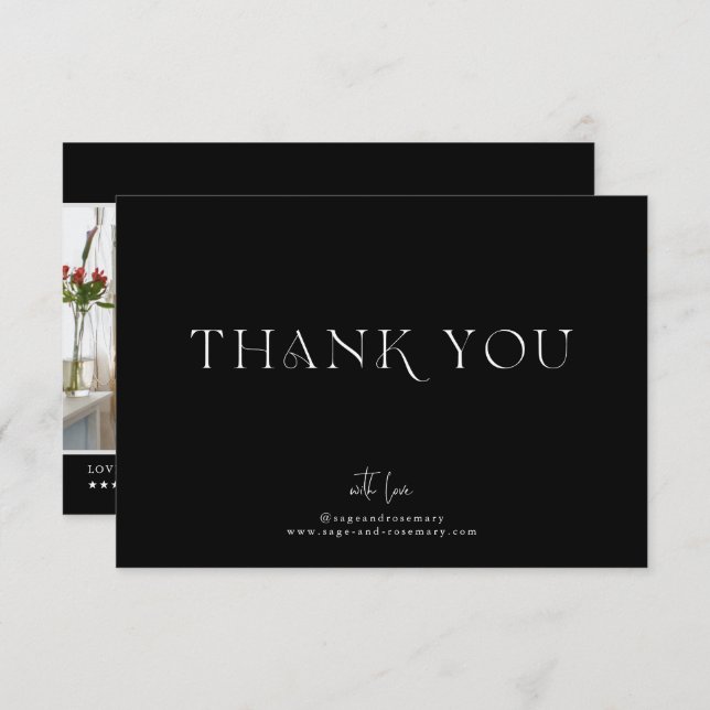 Modern Minimal | Black Business Thank You (Front/Back)