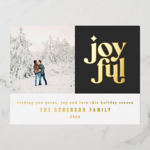 Modern minimal black Christmas typography Foil Hol Foil Holiday Postcard