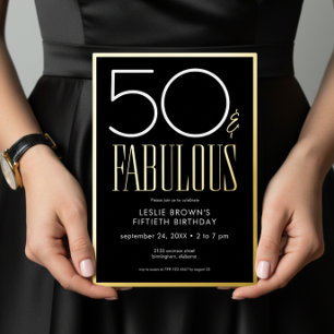 Modern Minimal Black Fifty & Fabulous Birthday