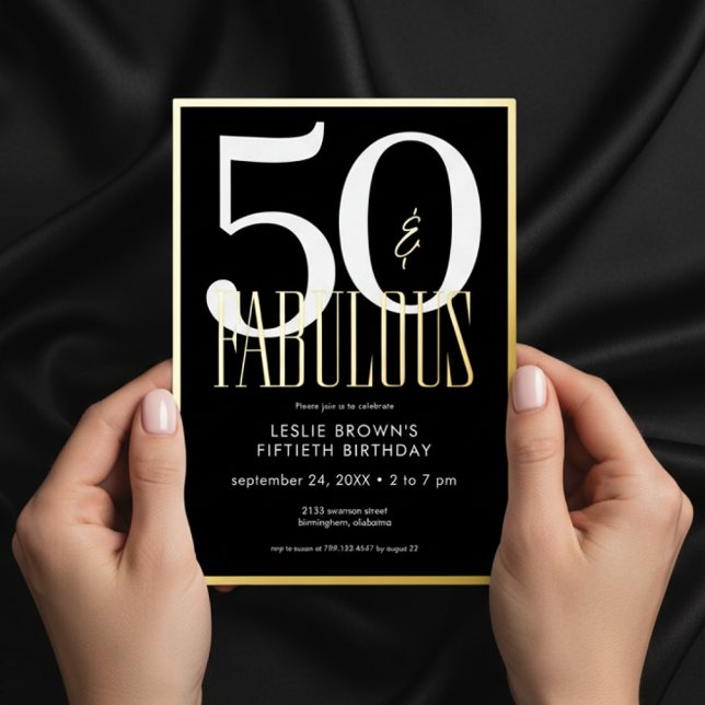 Modern Minimal Black Fifty & Fabulous Birthday (Creator Uploaded)