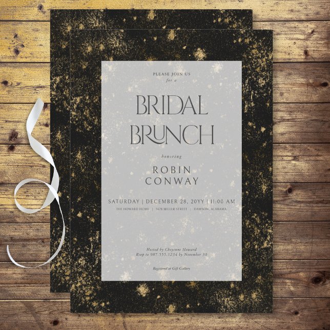 Modern Minimal Black & Gold Glitter Bridal Brunch Invitation (Modern Minimal Black & Gold Glitter Bridal Brunch Invitation)
