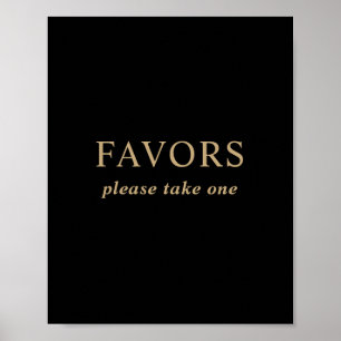 Modern Minimal Black Gold Wedding Favours Sign