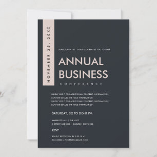 MODERN MINIMAL BLACK GREY BLUSH CONFERENCE EVENT INVITATION