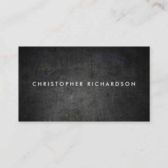 MODERN & MINIMAL Black Grunge Business Card (Front)