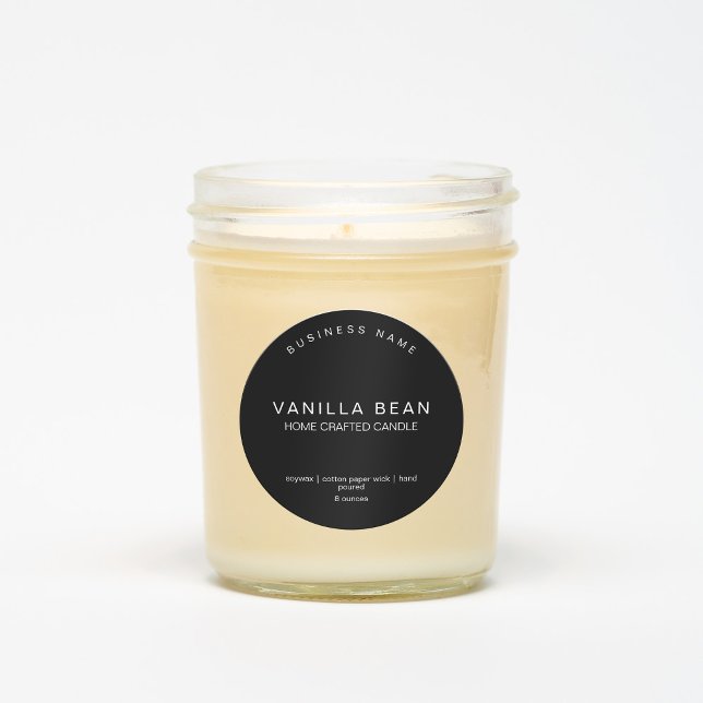 Modern Minimal Black Homemade Candle Product Label (Creator Uploaded)