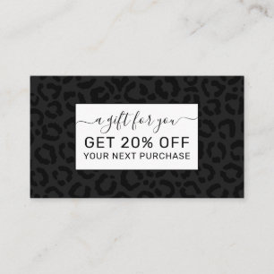 Modern Minimal Black Leopard Print Discount Card