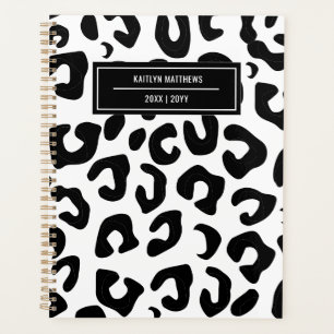 Modern Minimal Black Leopard Print Planner