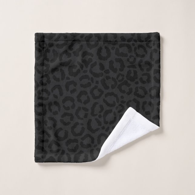 Modern Minimal Black Leopard Print Wash Cloth (Wash Cloth)