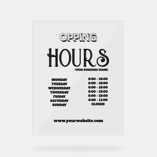 Modern Minimal Black Logo Business Opening Acrylic Sign (Front)