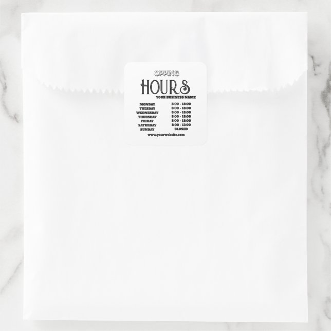 Modern Minimal Black Logo Business Opening Square Sticker (Bag)