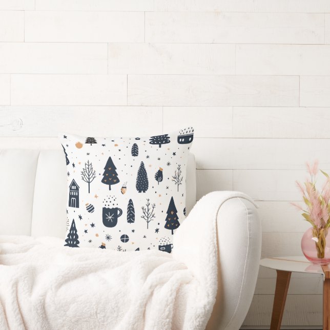 Modern Minimal Black Neutral Christmas Holiday Cushion (Couch)