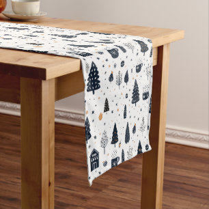 Modern Minimal Black Neutral Christmas Holiday Medium Table Runner