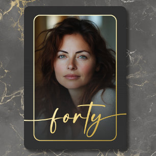 Modern Minimal Black Photo Fortieth Birthday